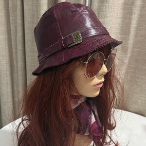 D&G burgundy Leather Hat